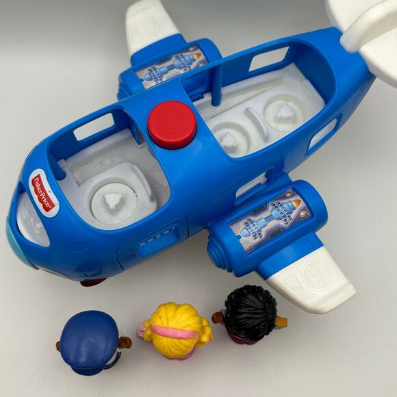Fisher Price Little People Blue Airplane Toy Set with 3 Figures Kids Travel Play - Picture 3 of 6
